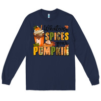 Navy whatever spices your pumpkin Long Sleeve Tee - MaliasSmallBusiness