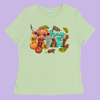 Hay Fall Heifer Ladies Tee Designed By Adodesignshop