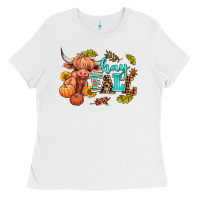 White hay fall heifer Ladies Tee - AdoDesignShop