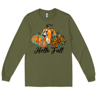 Army Green hello fall Long Sleeve Tee - JahusDesignShop