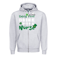 Heather Grey Safety First Drink With A Nurse Zipper Hoodie - Bettercallsaul