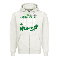 Oatmeal Heather Safety First Drink With A Nurse Zipper Hoodie - Bettercallsaul