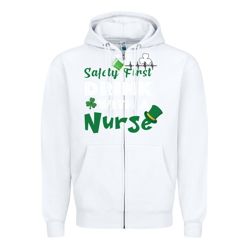Safety First Drink With A Nurse Zipper Hoodie by Bettercallsaul | Teevron