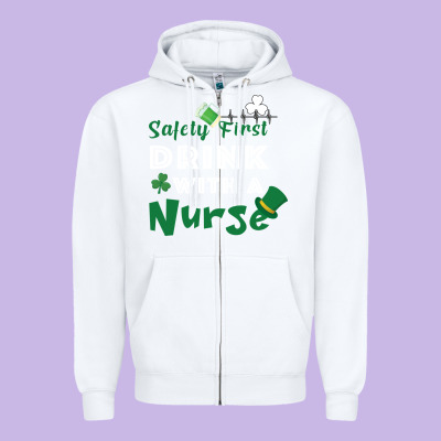 Safety First Drink With A Nurse Zipper Hoodie Designed By Bettercallsaul