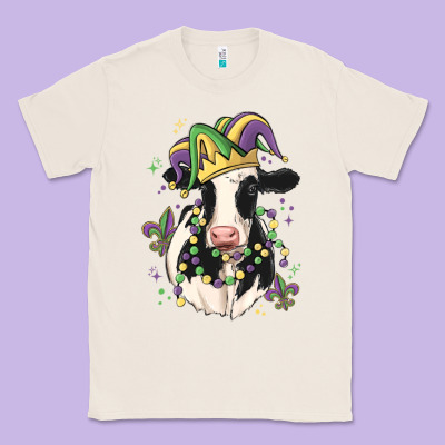 Mardi Gras Cow Classic Tee Designed By Maliassmallbusiness