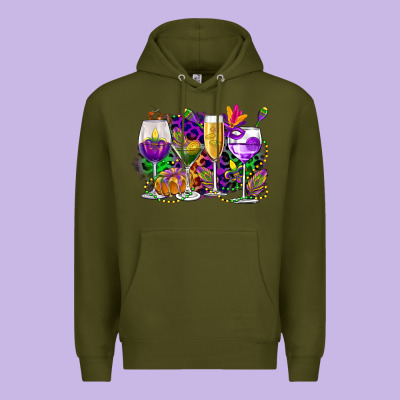 Mardi Gras Wine Glasses Cowgirl Premium Hoodie Designed By Cowgirlartshop