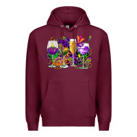 Burgundy mardi gras wine glasses cowgirl Premium Hoodie - CowGirlArtShop