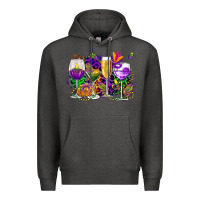 Charcoal Heather mardi gras wine glasses cowgirl Premium Hoodie - CowGirlArtShop