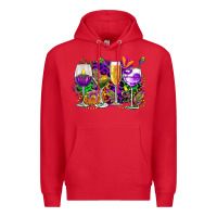 Red mardi gras wine glasses cowgirl Premium Hoodie - CowGirlArtShop