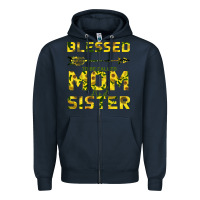 Navy Blessed Mom And Sister Zipper Hoodie - Bettercallsaul