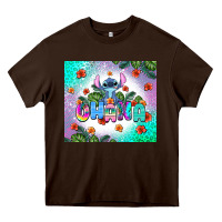 Chocolate Brown ohana stitch Heavy Core Tee - AdoDesignShop