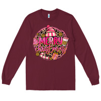 Burgundy pink merry christmas Long Sleeve Tee - MaliasSmallBusiness