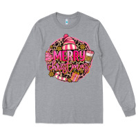 Heather Grey pink merry christmas Long Sleeve Tee - MaliasSmallBusiness