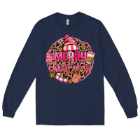 Navy pink merry christmas Long Sleeve Tee - MaliasSmallBusiness