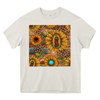 Cream our lady of guadalupe sunflower  seamless pattern Heavy Core Tee - JahusDesignShop
