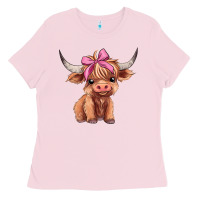 Bubblegum Pink cute  heifer Ladies Tee - AdoDesignShop