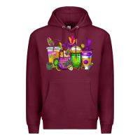 Burgundy mardi gras coffee cups cowgirl Premium Hoodie - CowGirlArtShop