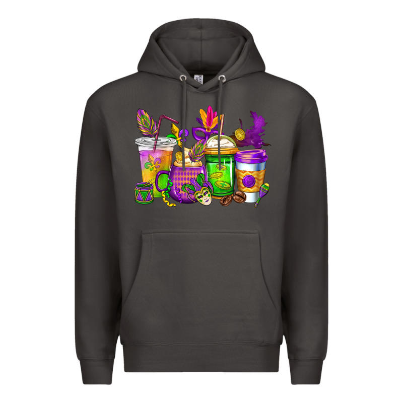 Mardi Gras Coffee Cups Cowgirl Premium Hoodie by CowGirlArtShop | Teevron