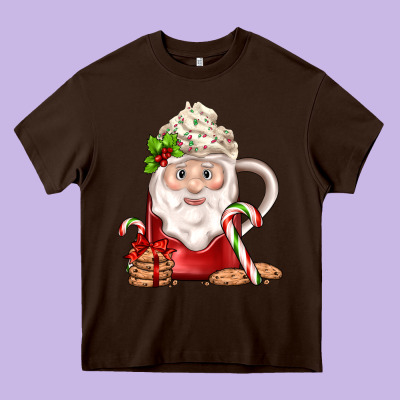 Santa Coffee Heavy Core Tee Designed By Jahusdesignshop