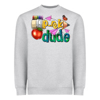 Heather Grey pre k school pencil dude Heavyweight Sweatshirt - NancyCooperArtShop