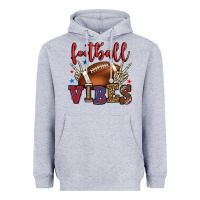 Heather Grey Football vibes red and blue Heavyweight Hoodie - HowdyJamesFarm