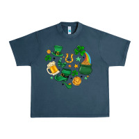 Midnight Navy st. patrick heart doodle Urban Heavy Tee - MaliasSmallBusiness
