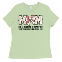 Matcha mom she is clothed in gratitude counting blessings Ladies Tee - JahusDesignShop