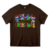 Chocolate Brown merry christmas stitch Heavy Core Tee - AdoDesignShop