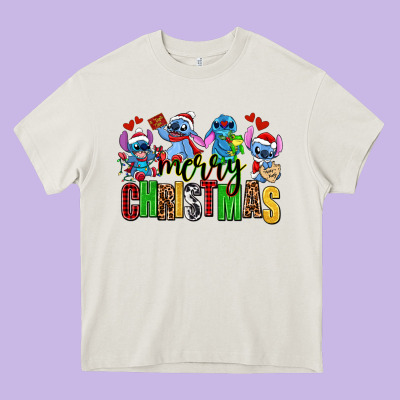 Merry Christmas Stitch Heavy Core Tee Designed By Adodesignshop