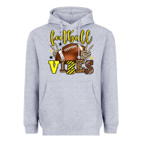 Heather Grey Football vibes yellow and black team color Heavyweight Hoodie - HowdyJamesFarm