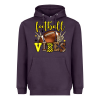 Plum Football vibes yellow and black team color Heavyweight Hoodie - HowdyJamesFarm