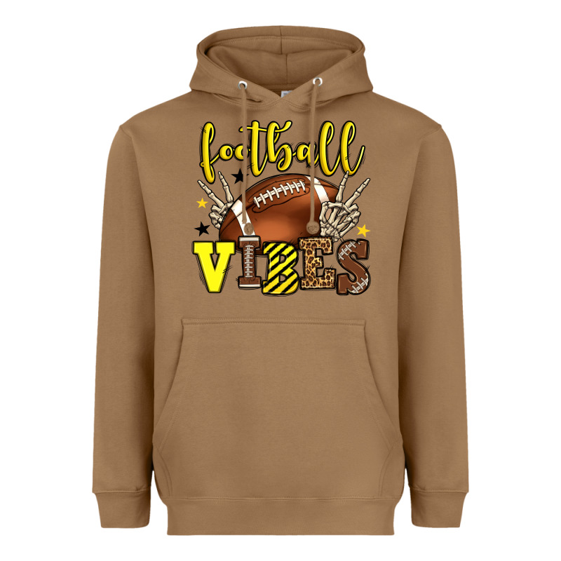 Football Vibes Yellow And Black Team Color Heavyweight Hoodie by HowdyJamesFarm | Teevron