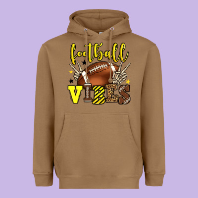 Football Vibes Yellow And Black Team Color Heavyweight Hoodie Designed By Howdyjamesfarm