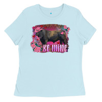 Baby Blue be mine black angus bull Ladies Tee - RanaPortraitStore