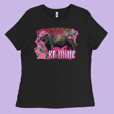Be Mine Black Angus Bull Ladies Tee Designed By Ranaportraitstore