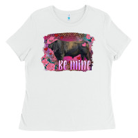 White be mine black angus bull Ladies Tee - RanaPortraitStore
