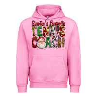 Fuchsia Pink Santa's Favorite Tennis Coach For Christmas Urban Hoodie - FaDigitalArtStudio