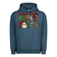 Pigment Midnight Navy Santa's Favorite Tennis Coach For Christmas Urban Hoodie - FaDigitalArtStudio