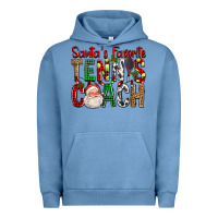 Pigment Pebble Blue Santa's Favorite Tennis Coach For Christmas Urban Hoodie - FaDigitalArtStudio