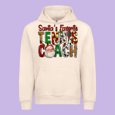 Santa's Favorite Tennis Coach For Christmas Urban Hoodie Designed By Fadigitalartstudio
