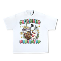 White caffeinated and medicated Urban Heavy Tee - MaliasSmallBusiness