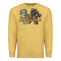 Antique Gold louisiana leopard mardi gras 12 inches 300 dpi Premium Sweatshirt - CowGirlArtShop
