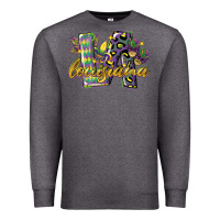 Charcoal Heather louisiana leopard mardi gras 12 inches 300 dpi Premium Sweatshirt - CowGirlArtShop