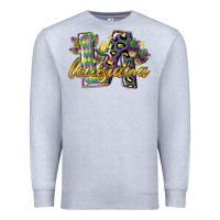 Heather Grey louisiana leopard mardi gras 12 inches 300 dpi Premium Sweatshirt - CowGirlArtShop
