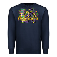Navy louisiana leopard mardi gras 12 inches 300 dpi Premium Sweatshirt - CowGirlArtShop