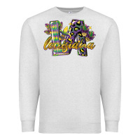 Oatmeal Heather louisiana leopard mardi gras 12 inches 300 dpi Premium Sweatshirt - CowGirlArtShop