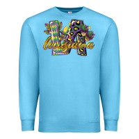 Ocean Blue louisiana leopard mardi gras 12 inches 300 dpi Premium Sweatshirt - CowGirlArtShop