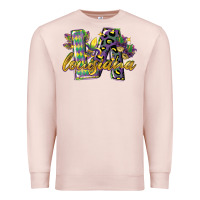 Pale Pink louisiana leopard mardi gras 12 inches 300 dpi Premium Sweatshirt - CowGirlArtShop
