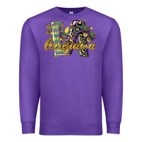 Purple louisiana leopard mardi gras 12 inches 300 dpi Premium Sweatshirt - CowGirlArtShop