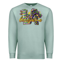 Seafoam louisiana leopard mardi gras 12 inches 300 dpi Premium Sweatshirt - CowGirlArtShop